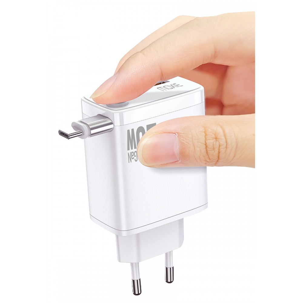 Ładowarka ścienna 20 W Fast Charge z chowanym kablem typu C - obrazek 4