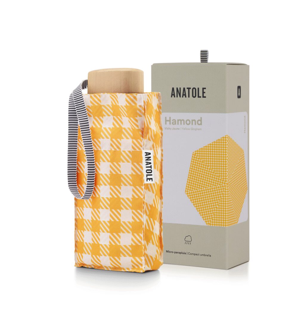 Parasol Compact Tweed & Check Kratka Gingham Żółty - obrazek 6