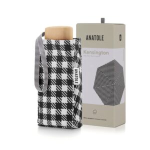 Parasol Compact Tweed & Check Kratka Gingham Czarny - Thumbnail Image 2