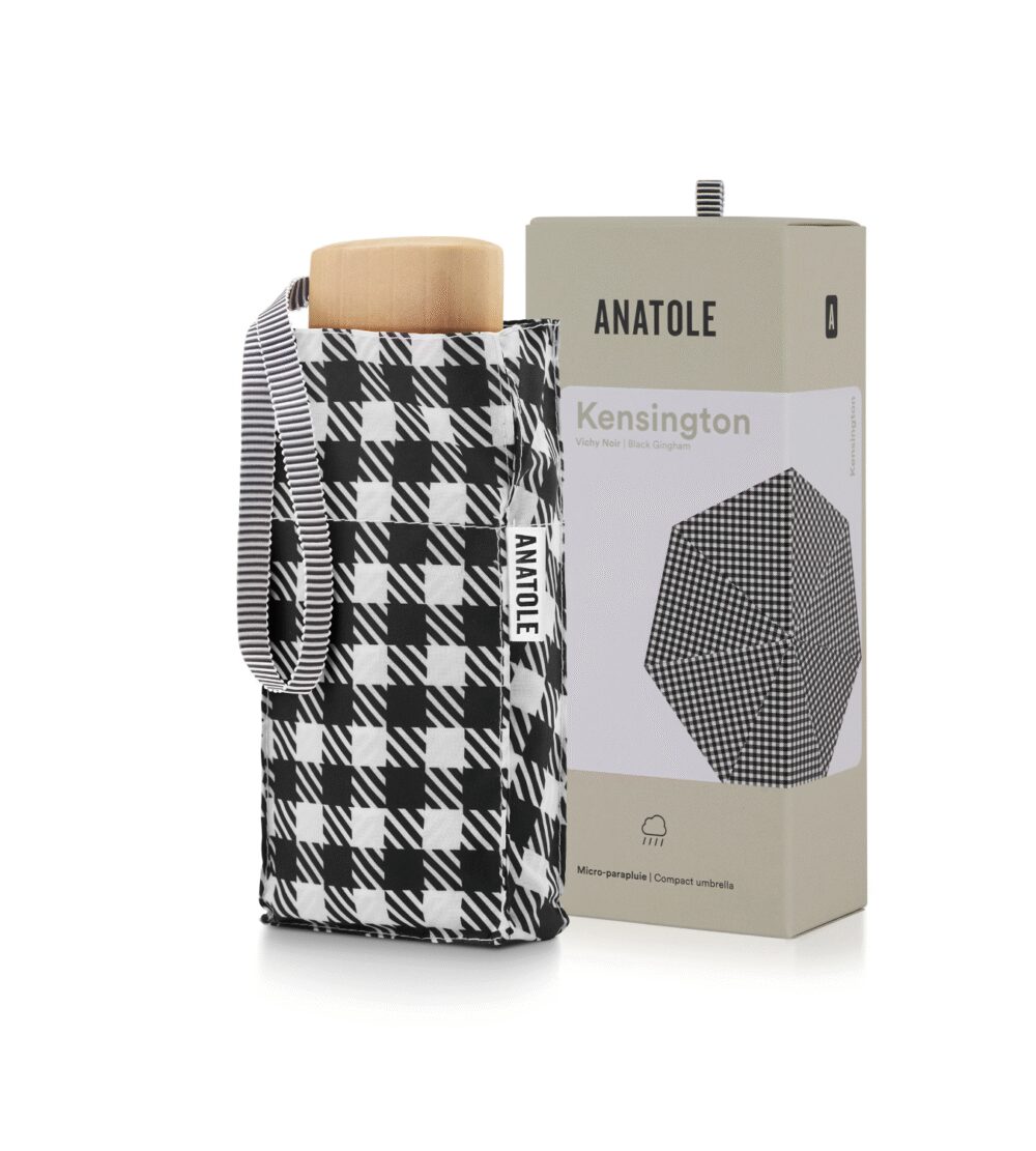 Parasol Compact Tweed & Check Kratka Gingham Czarny - obrazek 2