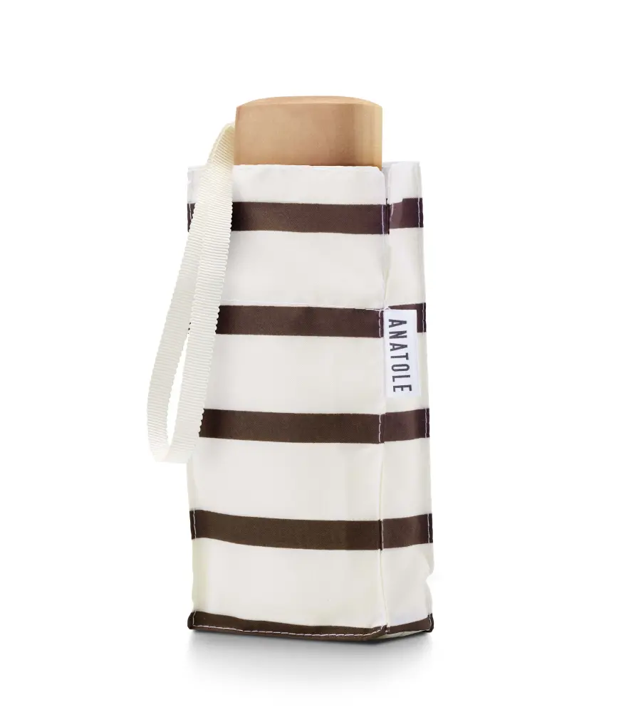Parasol Compact Stripes Karmelowe paski - obrazek 2