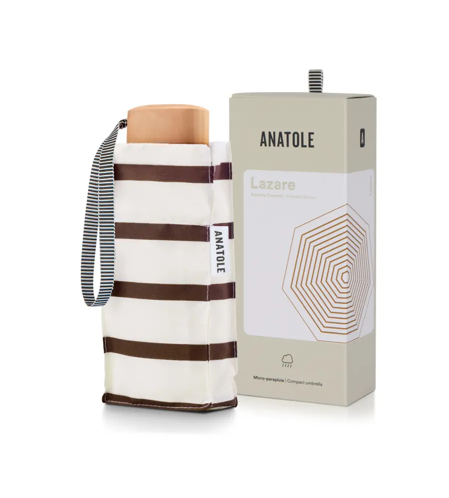 Parasol Compact Stripes Karmelowe paski - obrazek 3