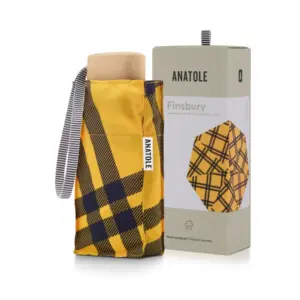 Parasol Compact Tweed & Check Tweed Granatowy-żółty - Thumbnail Image 3