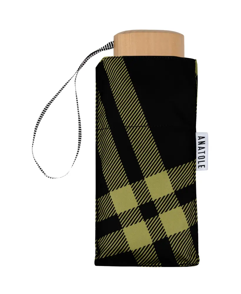 Parasol Compact Tweed & Check Tweed Czarny-zielony - obrazek 2
