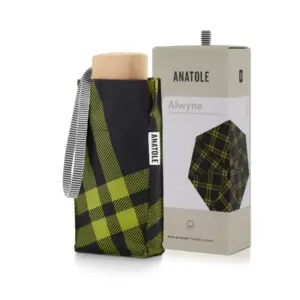 Parasol Compact Tweed & Check Tweed Czarny-zielony - Thumbnail Image 3