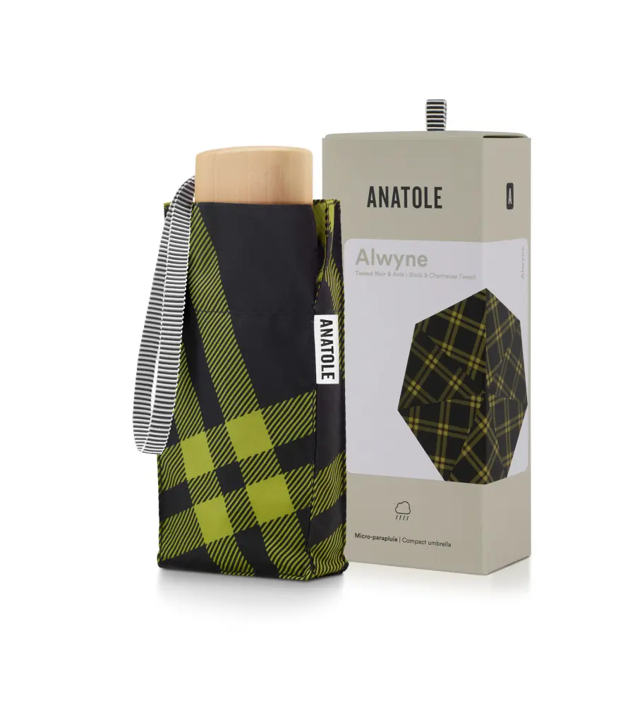Parasol Compact Tweed & Check Tweed Czarny-zielony - obrazek 3