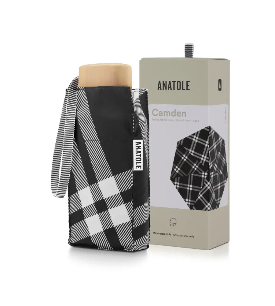 Parasol Compact Tweed & Check Tweed Czarny-szary - obrazek 3