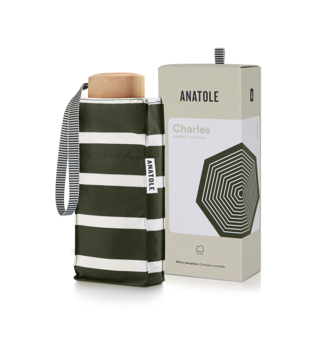 Parasol Compact Stripes Zielone paski - obrazek 4