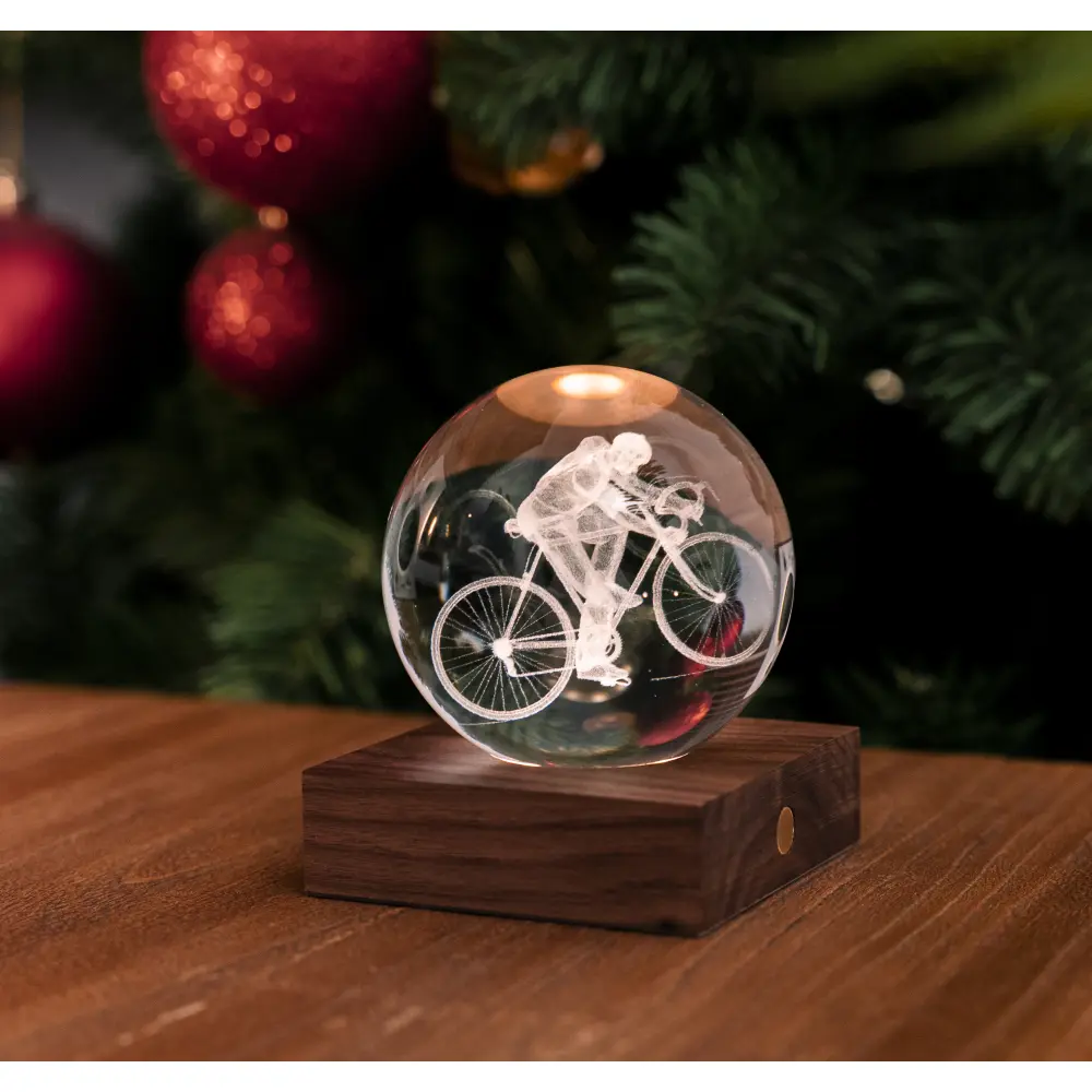 Lampa Amber Crystal 3D laser / Kolekcja sportowa: Rowerzysta