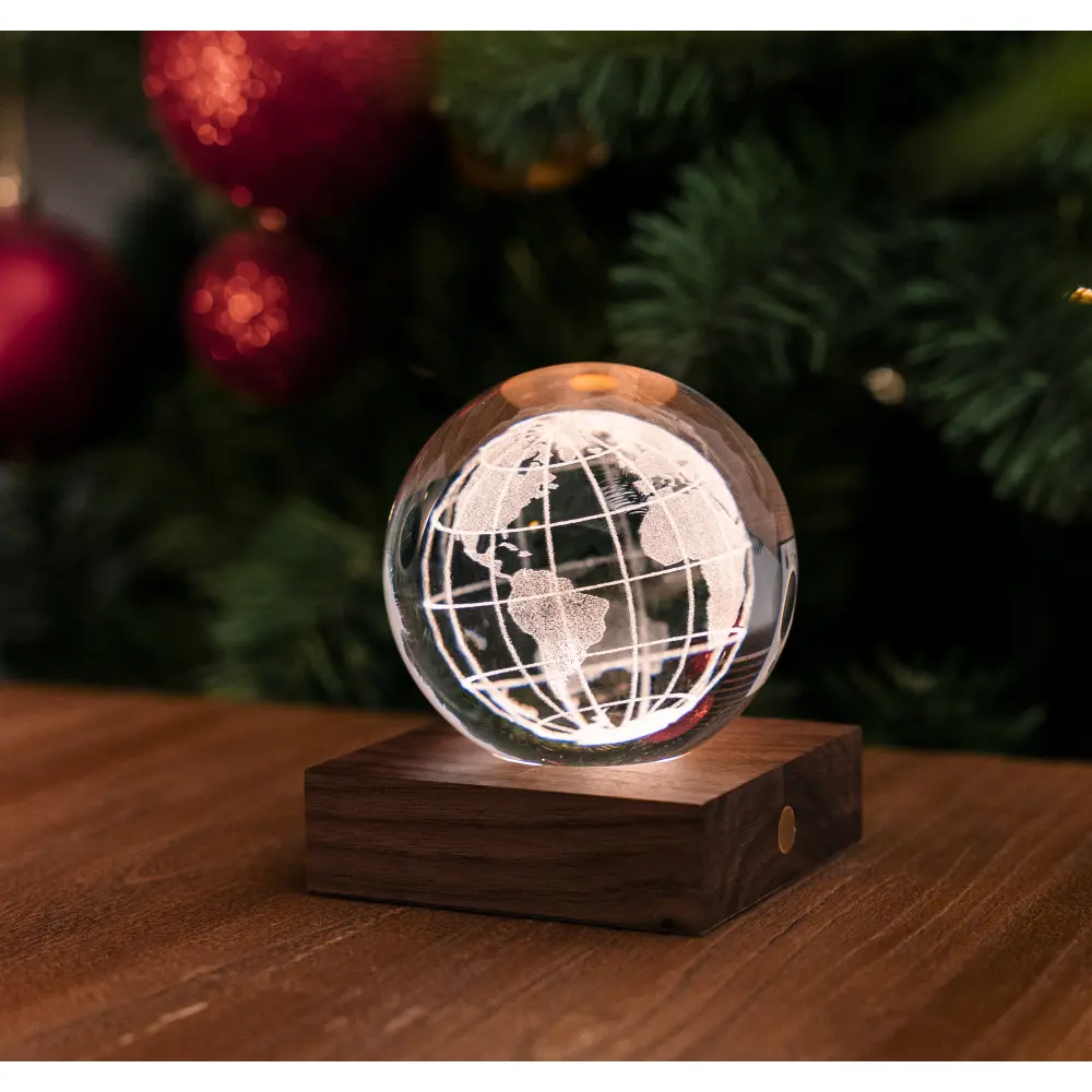 Lampa Amber Crystal 3D laser / Kolekcja kosmiczna: Kula ziemska