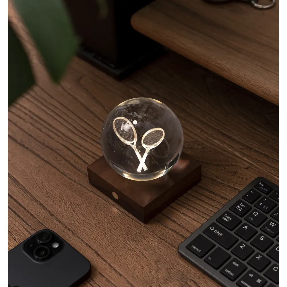 Lampa Amber Crystal 3D laser / Kolekcja sportowa: Rakieta tenisowa - obrazek 5