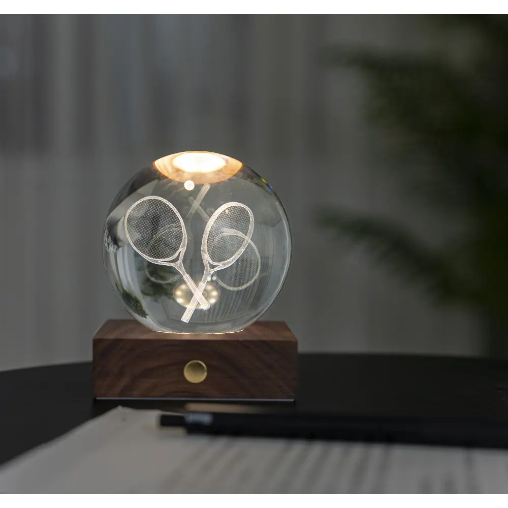 Lampa Amber Crystal 3D laser / Kolekcja sportowa: Rakieta tenisowa - obrazek 4