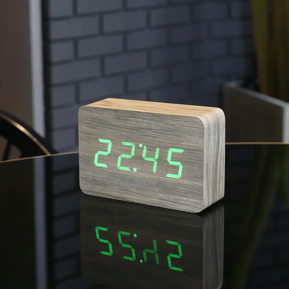 Budzik Brick Click LED Szary / Zielony - obrazek 4