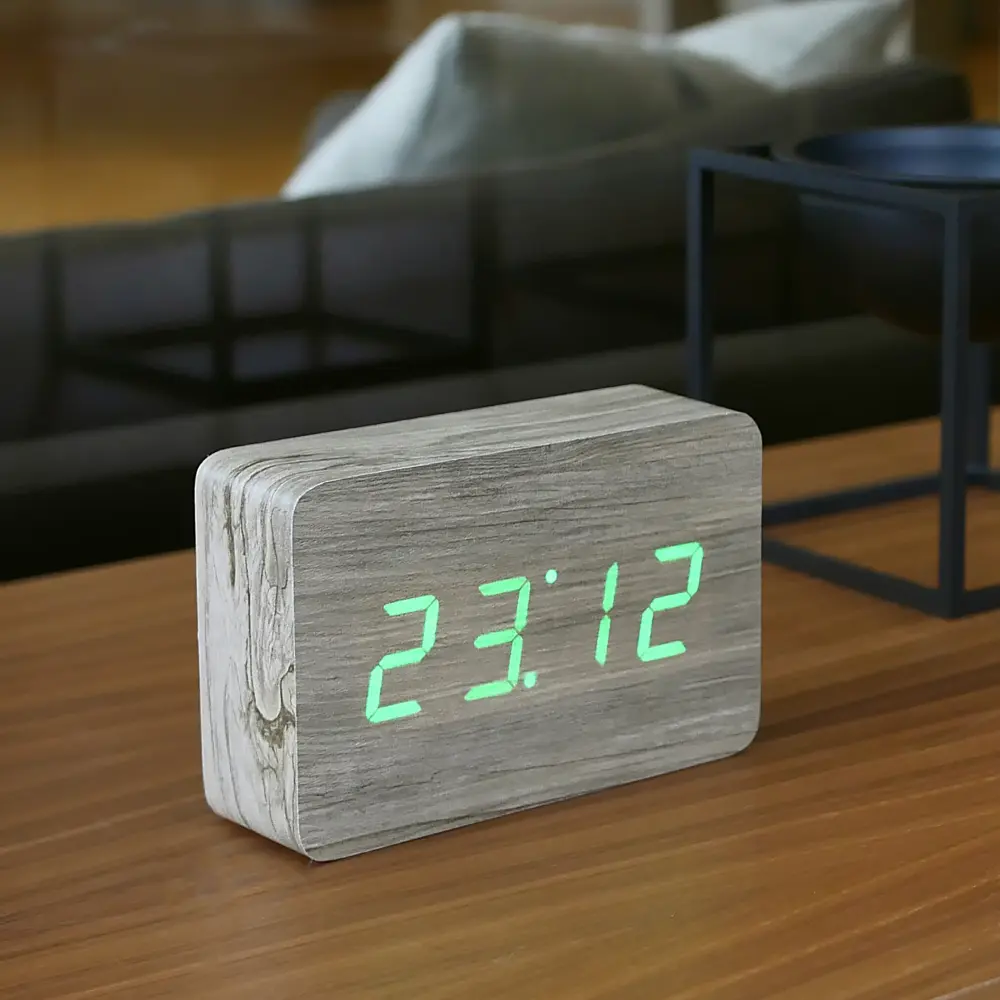 Budzik Brick Click LED Szary / Zielony - obrazek 3
