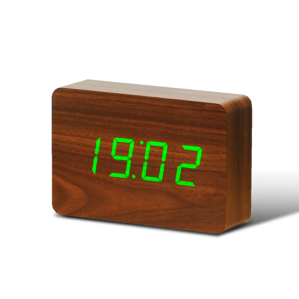 Budzik Brick Click LED Brązowy / Zielony