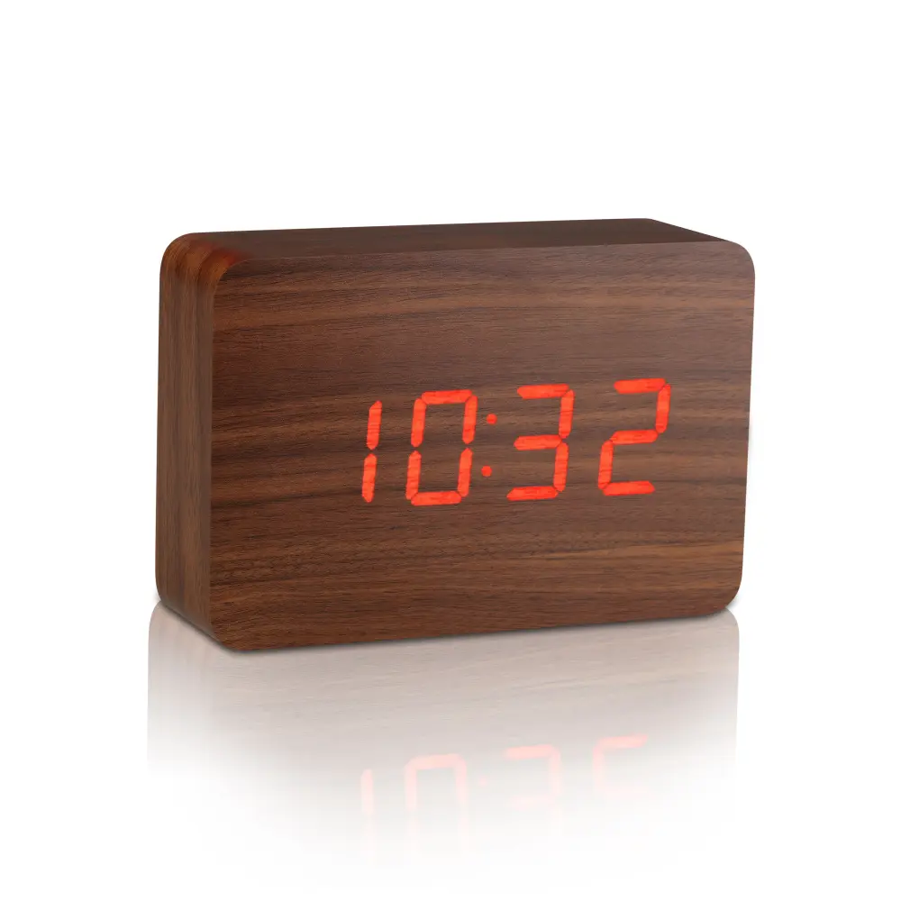 Budzik Brick Click LED Brązowy / Czerwony