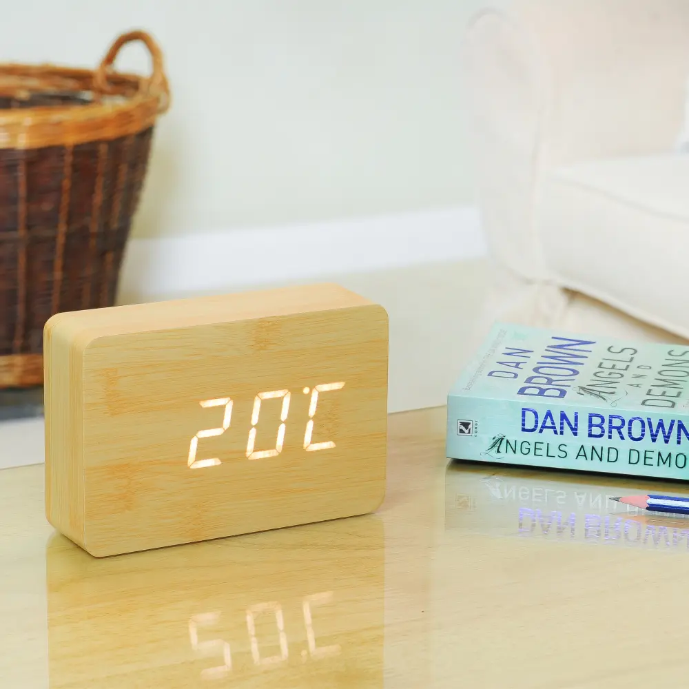 Budzik Brick Click Biały buk LED - obrazek 3