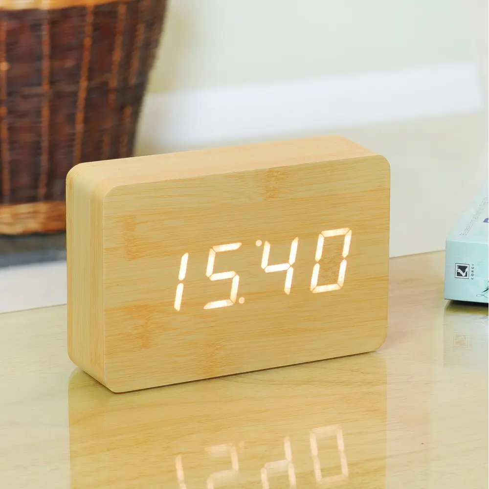 Budzik Brick Click Biały buk LED - obrazek 2