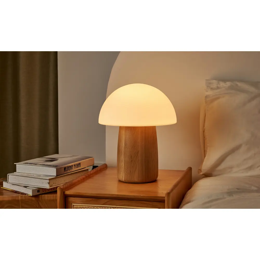 Duża Lampa Alice Mushroom Natural Walnut Wood - obrazek 4