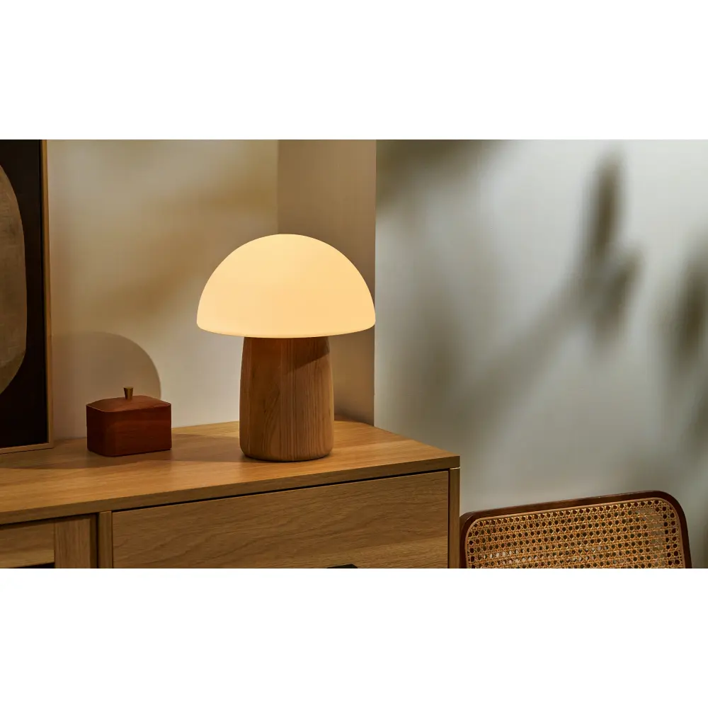 Duża Lampa Alice Mushroom Natural Walnut Wood - obrazek 5