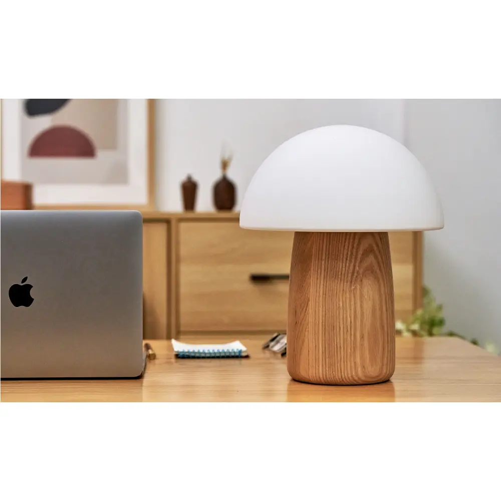 Duża Lampa Alice Mushroom Natural Walnut Wood - obrazek 7