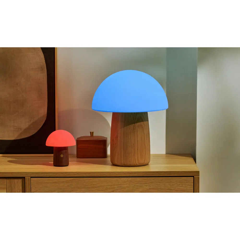 Duża Lampa Alice Mushroom Natural Walnut Wood - obrazek 9