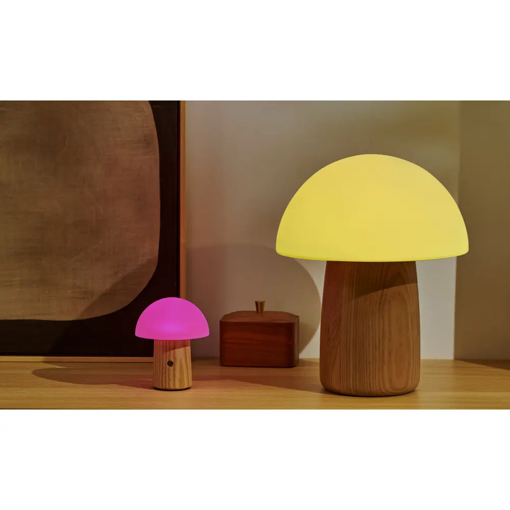 Duża Lampa Alice Mushroom Natural Walnut Wood - obrazek 10