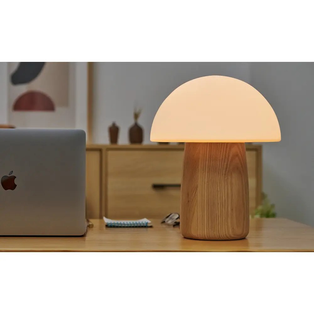 Duża Lampa Alice Mushroom Natural Walnut Wood - obrazek 11