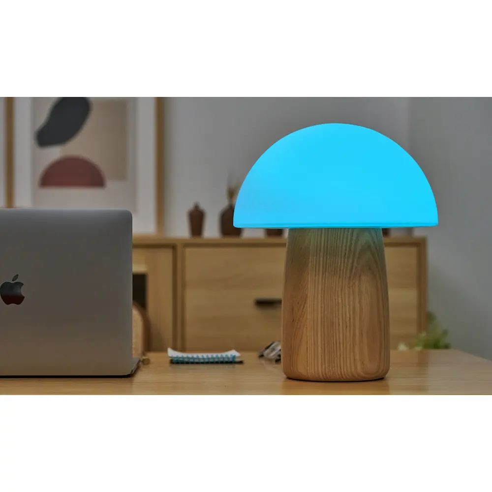 Duża Lampa Alice Mushroom Natural Walnut Wood - obrazek 2