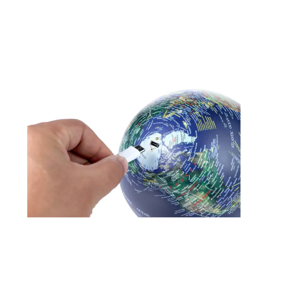 Mini Lampa Atlas Globe Darkblue Walnut base - obrazek 6