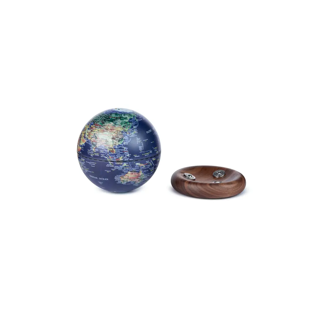 Mini Lampa Atlas Globe Darkblue Walnut base - obrazek 7