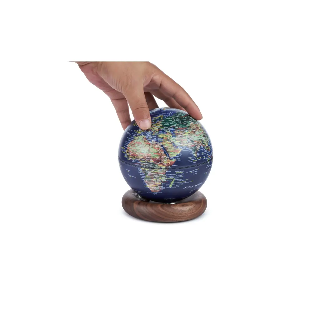 Mini Lampa Atlas Globe Darkblue Walnut base - obrazek 8