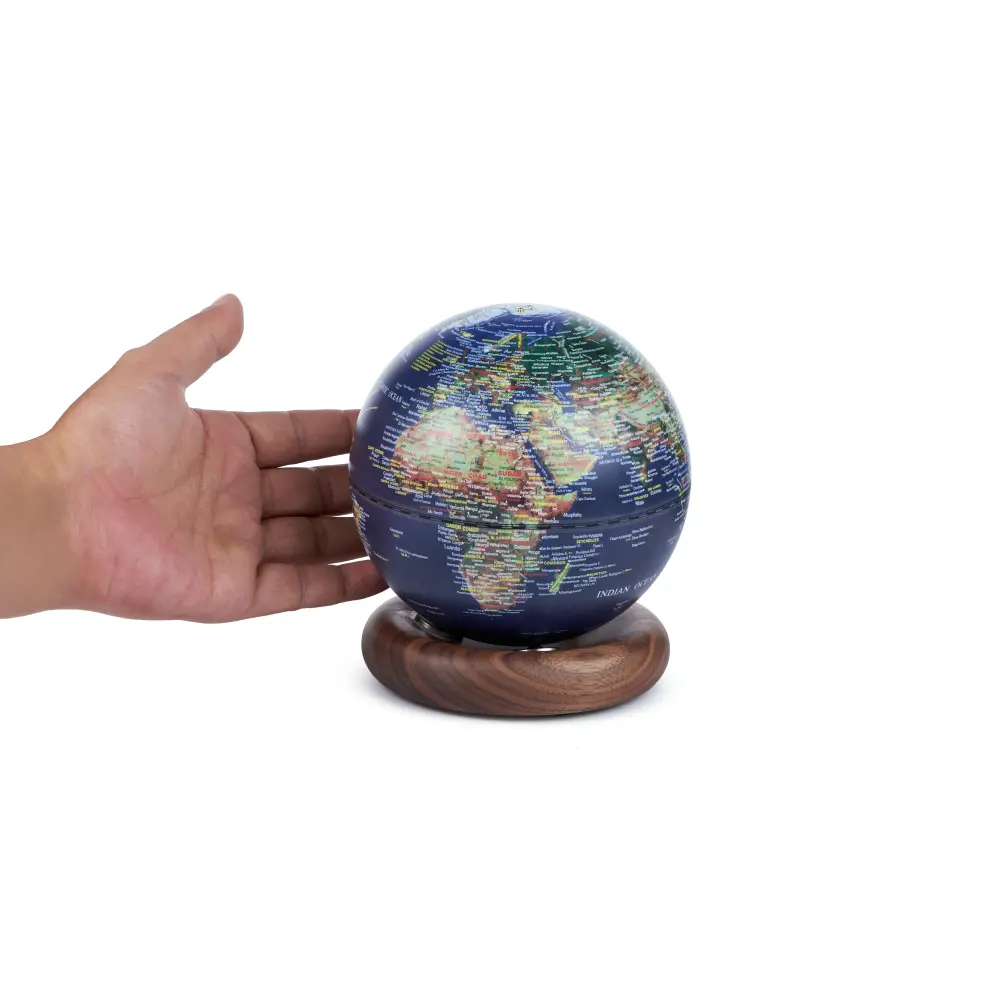 Mini Lampa Atlas Globe Darkblue Walnut base - obrazek 9