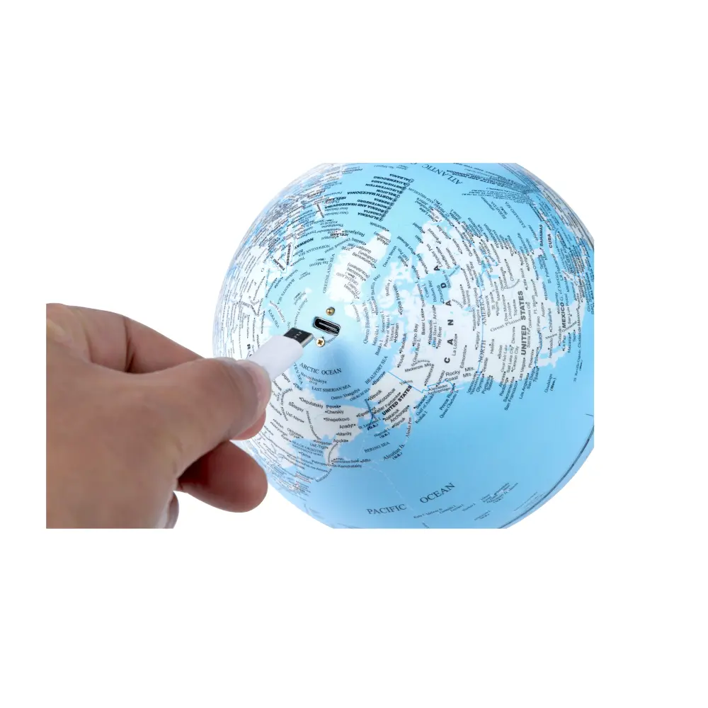 Mini Lampa Atlas Globe Lightblue White Ash base - obrazek 5