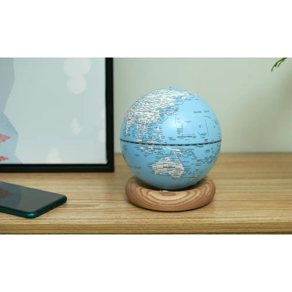 Mini Lampa Atlas Globe Lightblue White Ash base - obrazek 8