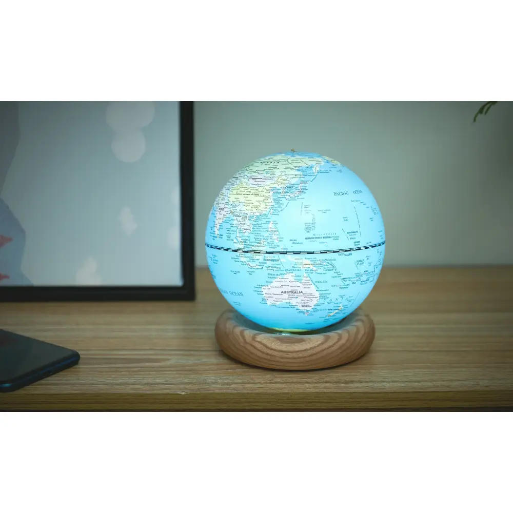 Mini Lampa Atlas Globe Lightblue White Ash base - obrazek 9
