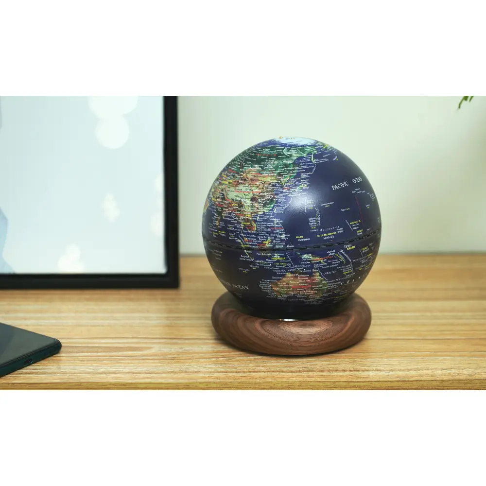 Mini Lampa Atlas Globe Darkblue Walnut base - obrazek 10