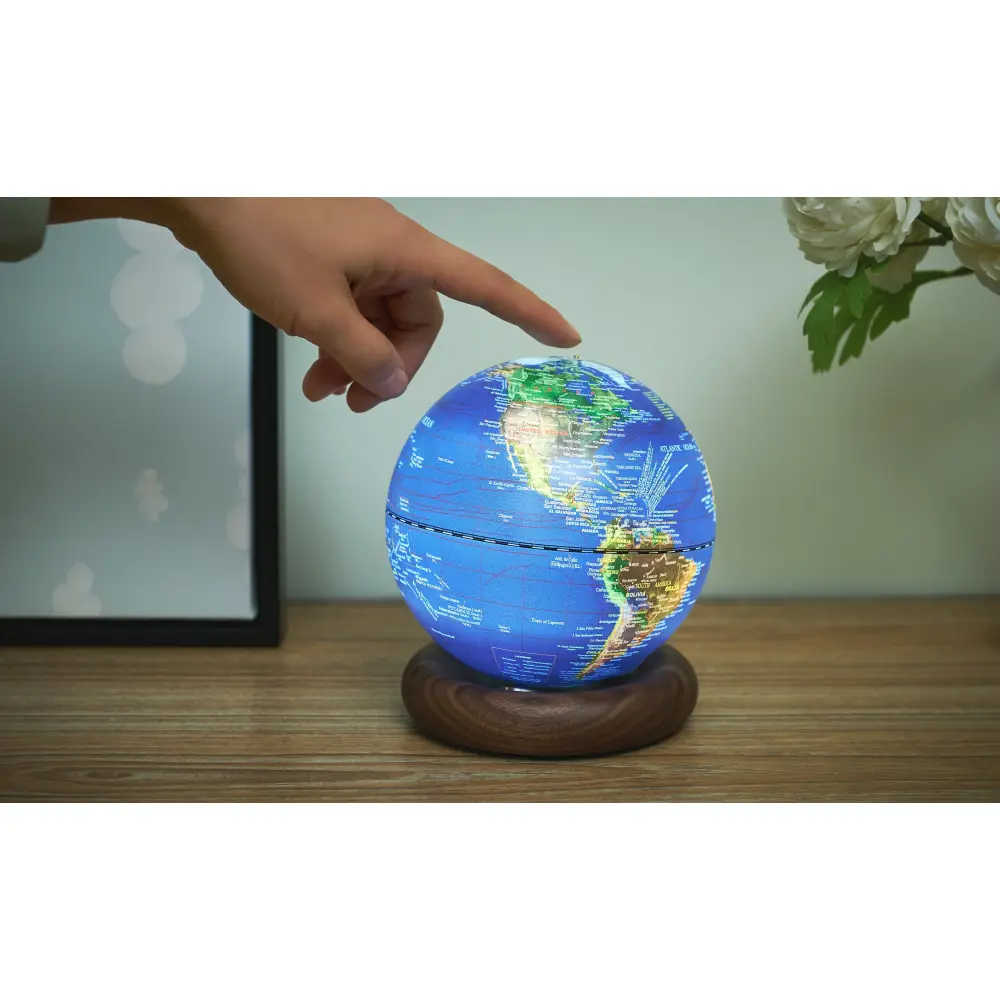 Mini Lampa Atlas Globe Darkblue Walnut base - obrazek 13