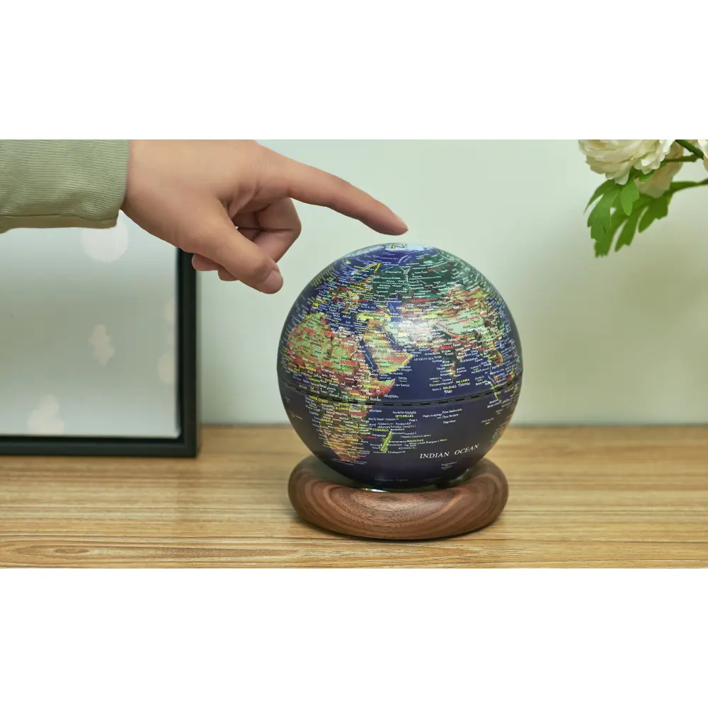 Mini Lampa Atlas Globe Darkblue Walnut base - obrazek 14