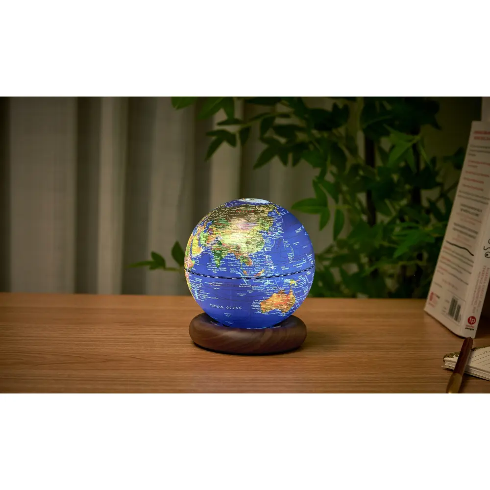 Mini Lampa Atlas Globe Darkblue Walnut base - obrazek 2