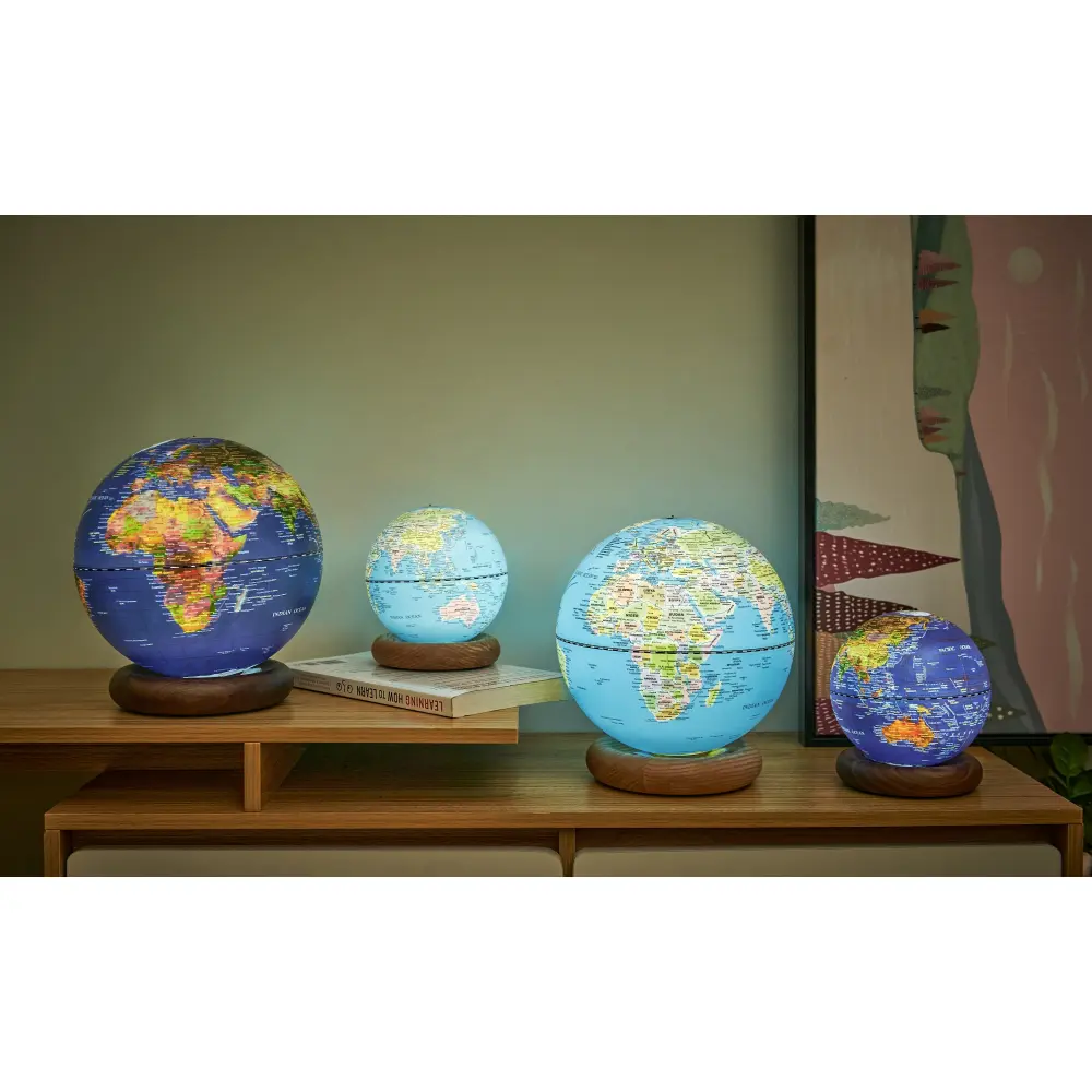 Mini Lampa Atlas Globe Darkblue Walnut base - obrazek 4