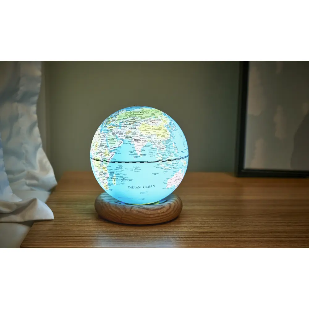 Mini Lampa Atlas Globe Lightblue White Ash base - obrazek 3