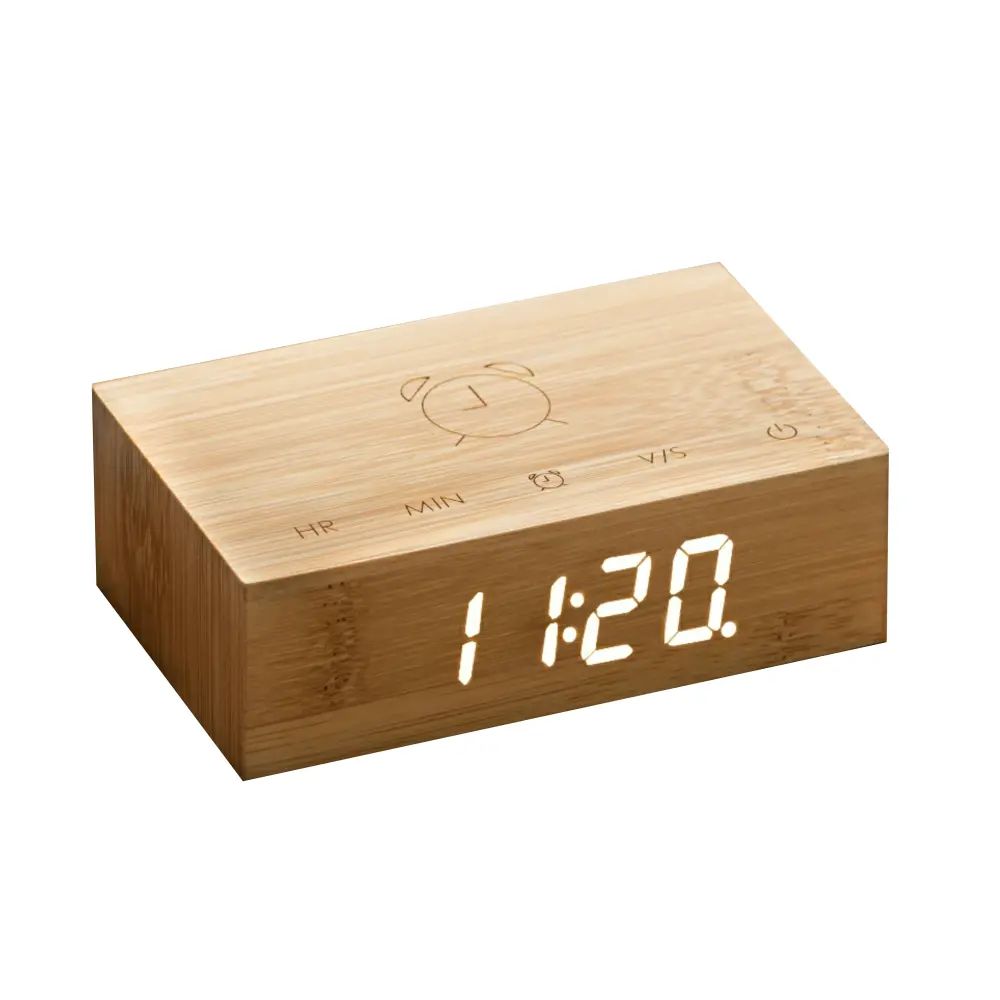 Budzik Flip Cilck Natural Bamboo Wood
