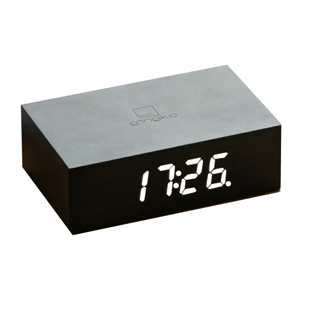 Budzik Flip Cilck Black Wood Effect