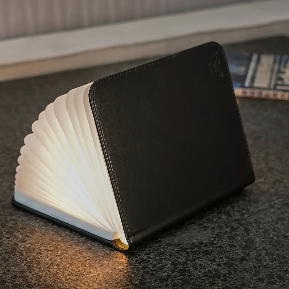 Duża lampa książka Smart Book Black - wykończenie włókno skórzane - obrazek 6