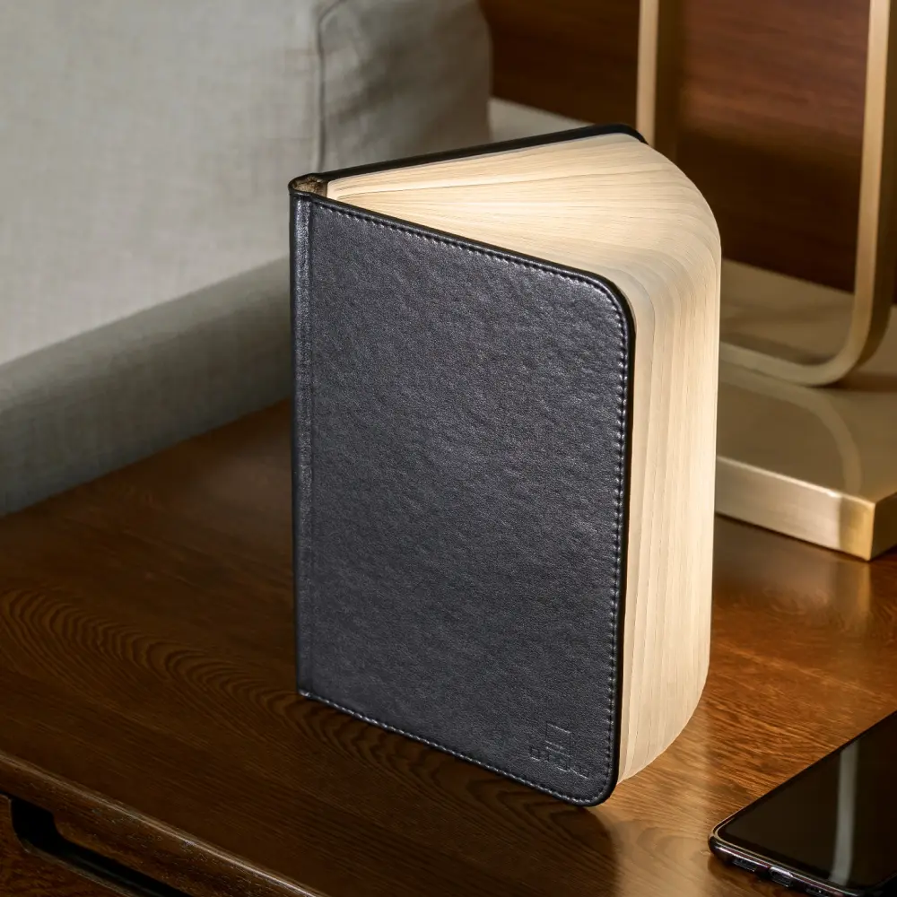 Duża lampa książka Smart Book Black - wykończenie włókno skórzane - obrazek 3