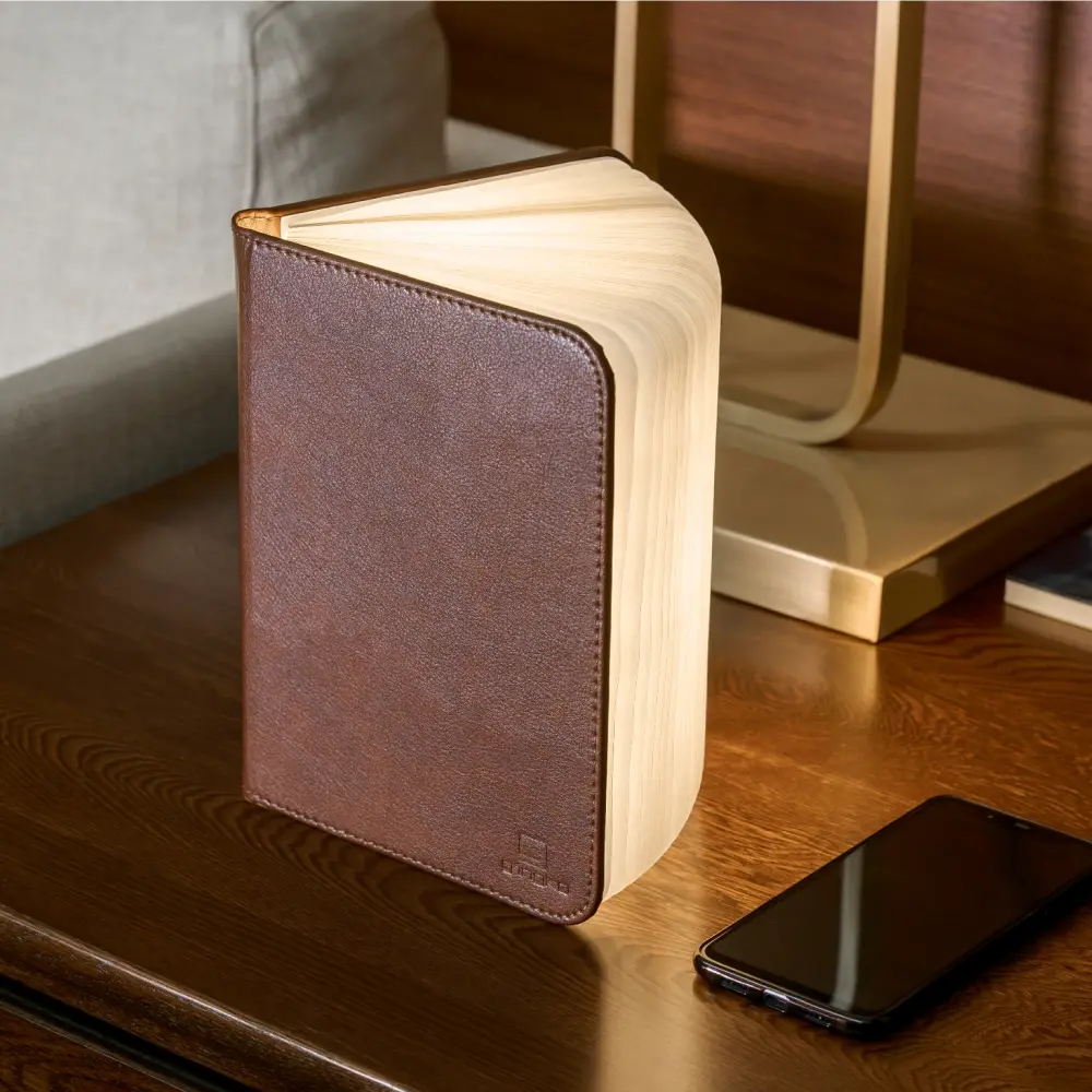 Duża lampa książka Smart Book Brown- wykończenie włókno skórzane - obrazek 8