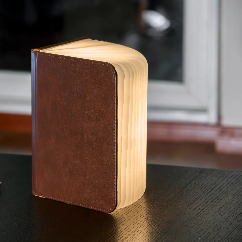 Duża lampa książka Smart Book Brown- wykończenie włókno skórzane - obrazek 2