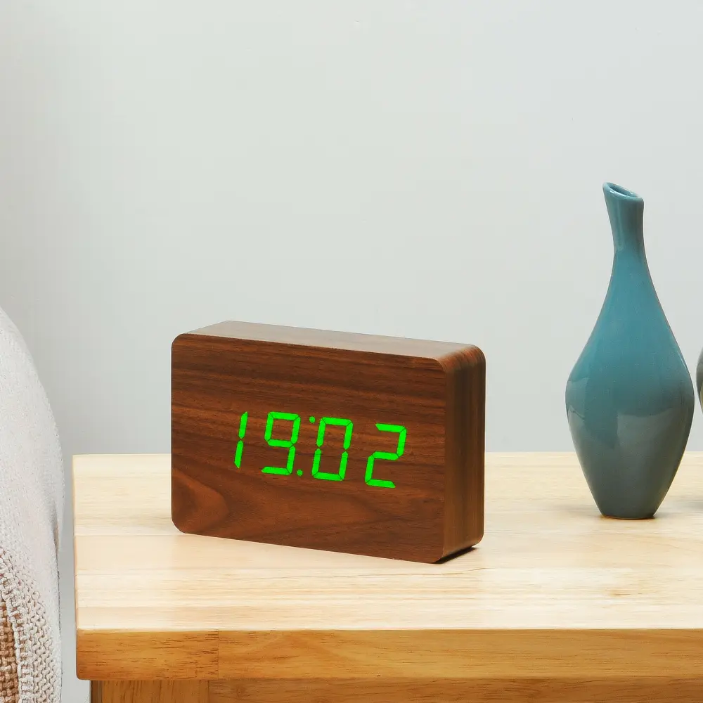 Budzik Brick Click LED Brązowy / Zielony - obrazek 2