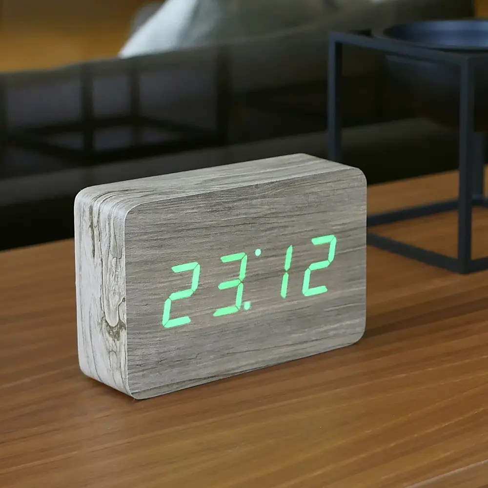 Budzik Brick Click LED Szary / Zielony - obrazek 5